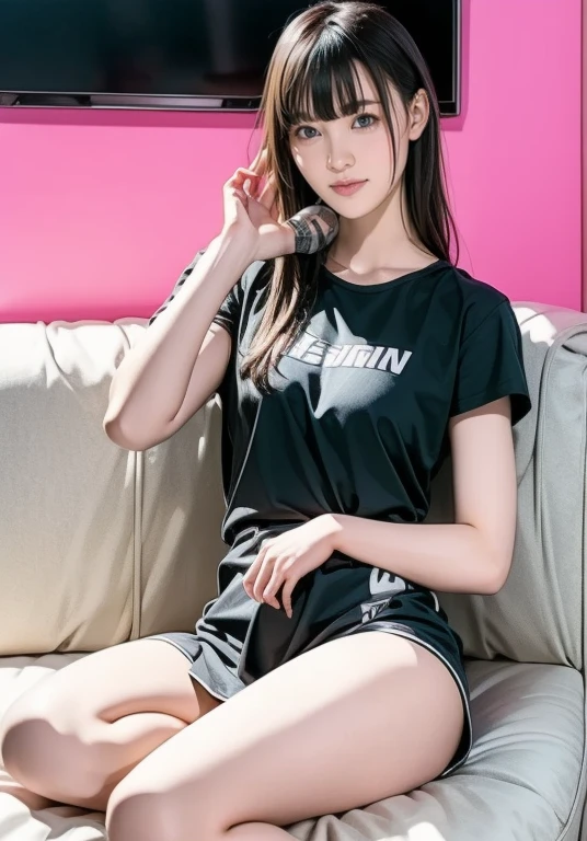 8K、High definition、Ultra Detail、Photorealistic、Realistic and accurate depiction、Realistic and accurate human anatomy、High resolution、Highest quality、Japanese beautiful girl、Highest quality, masterpiece, 超High resolution, (Realistic:1.4), RAW Photos, Girl playing tennis, 15 years old, The most famous Japanese idols, playing tennis at tennis court, cuteデザインのテニスユニフォームを着て, 非常に美しいBlack Hairのショートカット, 最も人気のある日本のアイドルのような非常にcute顔, ((Very beautiful big black eyes)), Very beautiful skin, Very beautiful body, Dynamic Pose, An innocent smile, cuteデザインの詳細なテニスユニフォーム、Natural Makeup、Perfect Skin、Charm、Active、Black Hair、cute、The ultimate beautiful girl