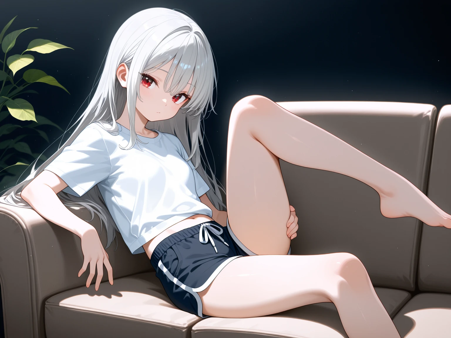 JK school uniform,White knee-length socks,white panties,The collar is open,white color hair,is shy,Be red in the face,adolable,Pure