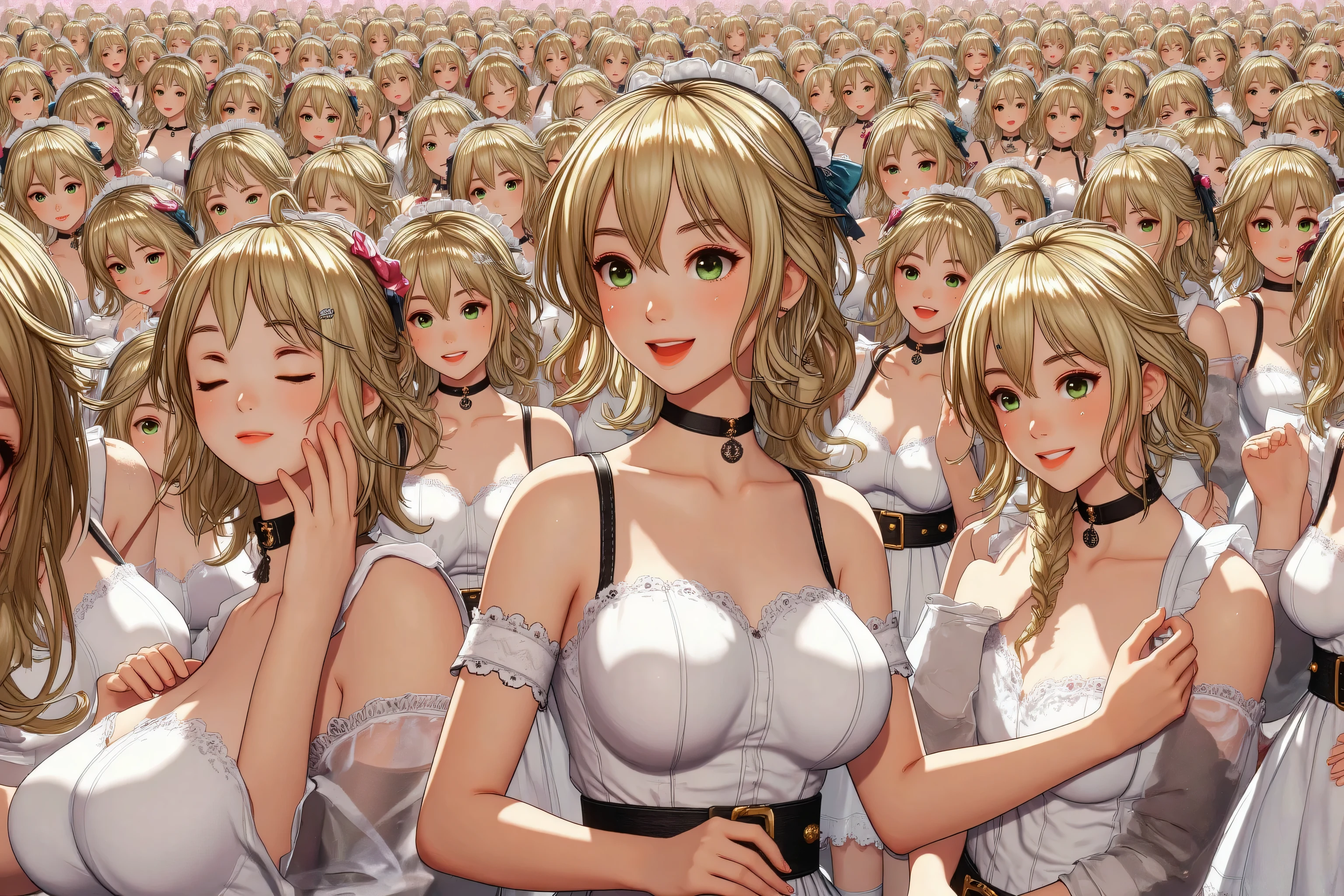 (((Myself=Japanese Beautiful Super Clones multiply girls))), (((((Myself OnlyのSuper Clones multiply girlsが大量増殖して超大群衆のMyself OnlyのSuper Clones multiply girlsと熱愛溺愛して抱擁した描写, Myself OnlyのSuper Clones multiply girlsはMyself OnlyのSuper Clones multiply girlsと淫乱中))))), (((high quality Animation Art))), (Super Best masterpiece, 16K, 最高画質, 超高解像度, 超最高の作品完成度), (((超とてもカワイイ笑顔, 嬉しい表情, ブラウンヘアー少女))), (((((とても美しく繊細で正確な女体の動き, とても正確で違和感ゼロの手や足の緻密な動き, 超巨乳, 胸の谷間強調))))), (((春服カジュアル衣装))), (とても詳細で正確な1点透視図法描写, 超広角視界, Super wide view, 多彩なアングル描写, ど真ん中被写体要らない),