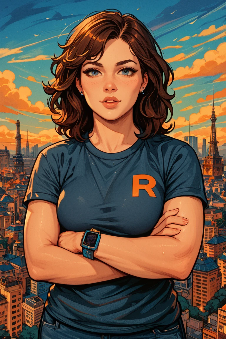 (((front view))). (((perfect anatomy, anatomically correct, super detailed skin))), v3r4f, Vera Farmiga. long hair, ((solo)), ((hourglass body,)), (alone). ((solo:1.5)),  ((city of Buenos Aires as background))), Obelisk in the background, big red lips, brown hair, 1 girl, ((white tshirt:1.5)), [[[(((big hips)))]]]], BREAK, (wearing jeans), waving, hourglass body, shiny skin, watching the viewer, beautiful hair, beautiful face, beautiful detailed eyes, blue eyes, babyface, , beautiful body,standing, (beautiful scenery), 8k, top quality, masterpiece​:1.2, extremely detailed), beautiful illustration, natural lighting, ,(high detailed skin:1.2)  