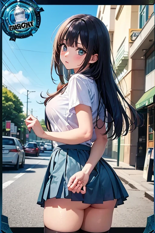 Highest quality,masterpiece,8K,1girl,((big breasts,loli,little girl:1.3)),((orgasm,blush:1.3)),angry, sweat,mini skirt,lift skirt,upskirt,mizuki yukikaze,hair ribbon, white tank top, black skirt, mini skirt, black thighhighs,pussy juice,pink panties,striped,((walking1.3)),forest,forest林,from behind
