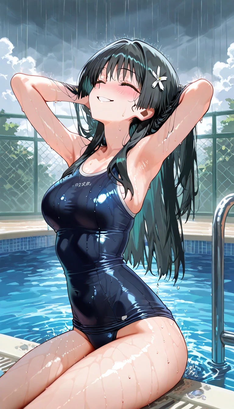 (Best quality, 8k, 32k, Masterpiece, UHD,:1.2),RAW, 2girls,ultra cute , natural lighting,transparent shining eyes, 20yo,medium breast ,fair complexion ,flushed face,dynamic Lighting,One-piece swimsuit, stick out butt, (show your butt :1.5), nsfw, ass focus, wedgie, crawling position on their hands and knees , embarrassed, poolside, shiny, outside, Grabbing own ass