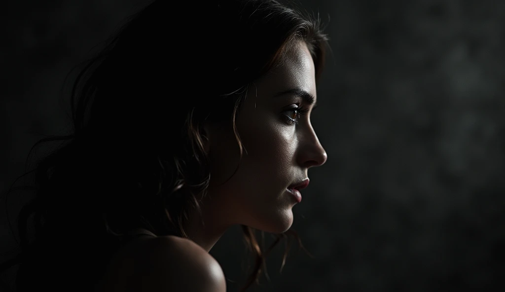 (((ultra realistic))) Photo, masterpiece, top quality, (pale skin), (Ultra detailed face and eyes:1.3), 1 girl, Adult, in a T-shirt, (Eye makeup, mascara) , ((large detailed lips)), ((Dark wavy hair)), ((Chyolka)) , ((Natural small breasts)). ((Posing)), photoshoot, studio (soft lighting), (The play of light and shadows), depth of field, bokeh, (special attention to skin detail: 1.2), (Dark atmosphere of the frame, Dark color scheme), ((portrait, full body top view)) , ultra detialed,