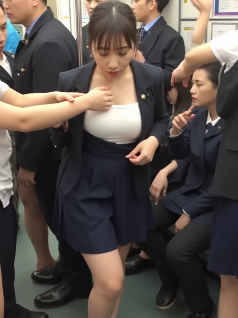 (8K、Raw photography、top-quality、masterpiece:1.2)、(realisitic、Photorealsitic:1.37)、ultra-detailliert、超A high resolution、Only one 14 year old girl、see the beholder、beautifull detailed face、A smile、There are dark spots under the eyes、lightly blushed face、Beautiful face、unclear、Constriction、(Slim waist:1.3)、Hair strands、Ribbons in the hair、(Very short hair:1.5)、Beautiful detailed skin、Skin Texture、floated hair、profetional lighting、Moist eyes、,NSFW,The pubic area is detailed、fullnude、Cute junior high school student、 Face like an idol、tiny chest、small tits、On the train、 Trem lotado、Being raped、molesting、Several men、(Having sex with an old man in a suit from below:1.8)、(Open your mouth wide and saliva drips from your tongue :1.5)、Side view、(((tmasterpiece))), ((best qualtiy)), ((intricate detailes)), ((超realisiticなリアリズム)), The nipple is visible、grnades breasts、Licking the nipples、Eyes open、(Open your mouth wide and stick your tongue out:1.5)、Shyness、surprised expression、anguished expression、The clitoris is visible、expand pussy、hold a man's cock in your hand、You can clearly see whose hands and feet belong to、