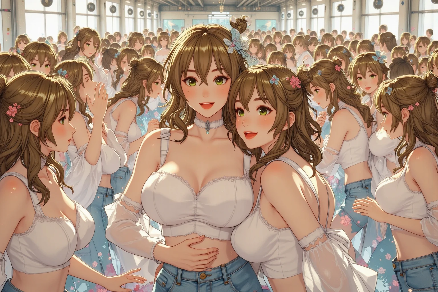 2 girls, face to face, side by side,
bouncing breasts, motion lines, running, furry, sweatdrop, cute smile,
, (oppai loli),
, skirt, gigantic breasts massive breasts huge breasts, topless , high detail