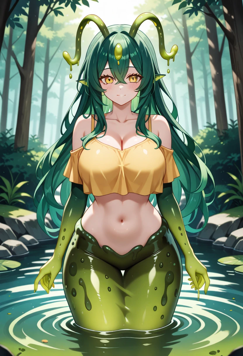 Hulk woman, long dark green hair, green eyes, green skin, dressed in a purple bikini, in a very sexy hot, sweaty position, beach background