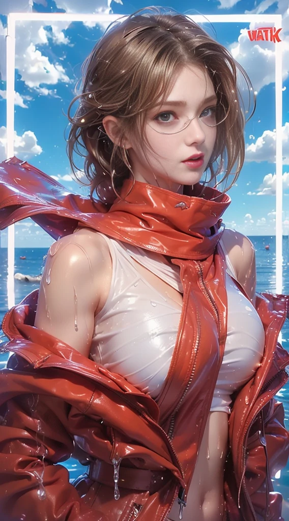 masterpiece, best quality, spring outfit, , outdoor, magazine cover ,upper body, ((makima)) ((onepiece)) , good hands, makima, big breast. complete fingers. good hands,