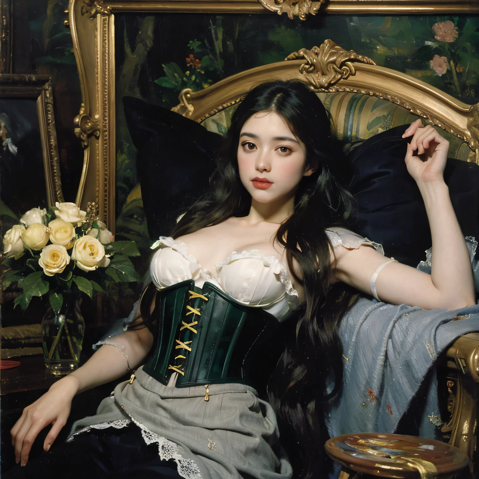 Beautiful High School Girl,sixteen years old,(Wearing Japan White High School Uniform:1.5),(A huge white male lion is lying next to a female:2) ,(Endless Green African Savannah:2),(A woman sits on the king's golden throne:1.2),(Flowing long silvery-white hair),The whole body glows,stares at the camera,(Woman with golden scepter:2),(Front Focus),Fantasyart,Realistic work,动态照明,art stations,poster for,Volumetriclighting,extra detailed face,16 K,awardwinning