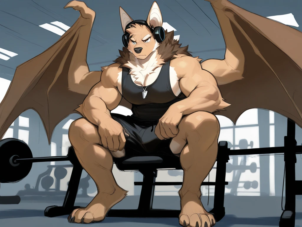Lion head, lion tail, male, muscular,
White ears, white hair, fur on arms, fur on legs, fur all over the body,
White panties, white socks, black collar,
Face the audience, stroke the panties, sit on the ground,