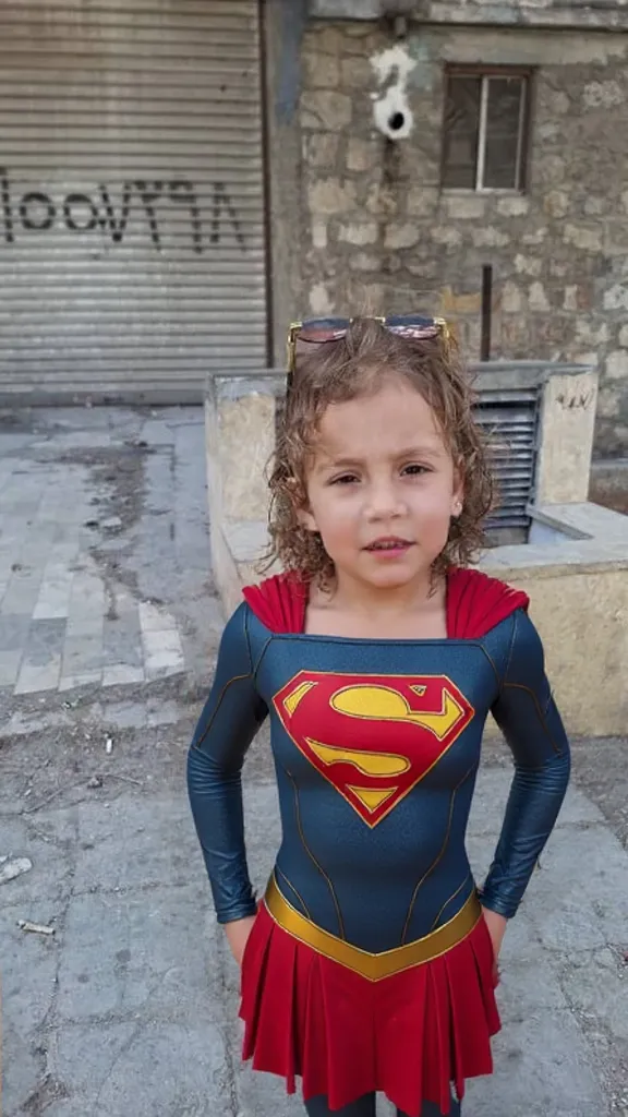cute little like a superhero on the beach the whole figure