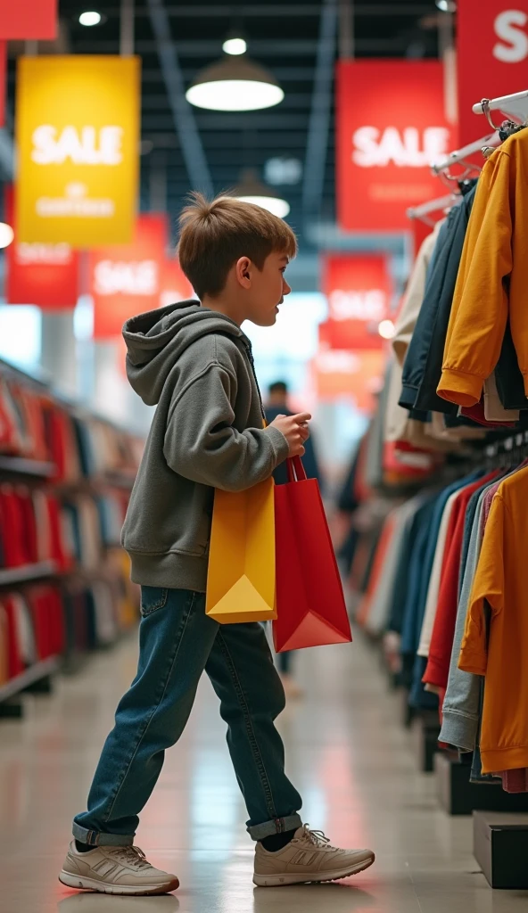 The little boy was very disappointed that he didn't have enough money to buy it,Left the toy store。