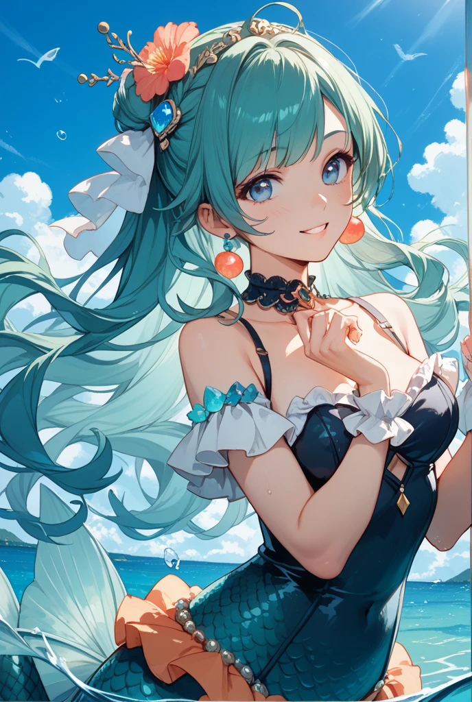 (masuter piece,Best Quality,Ultra-detailed), (A detailed face), Movie Posters, (front-facing view), hight resolution, (1 girl in), (Fashionable clothes), fashion modell, Look at viewers,(simple background), lightblue hair, Two-tone hair, bangss, Gold Eye, magic school uniform,Delicate beautiful face, Planktonic, (a high chroma), (magazine:1.3), (cover-style:1.3), (colorful water splash), (Shines), The best lighting