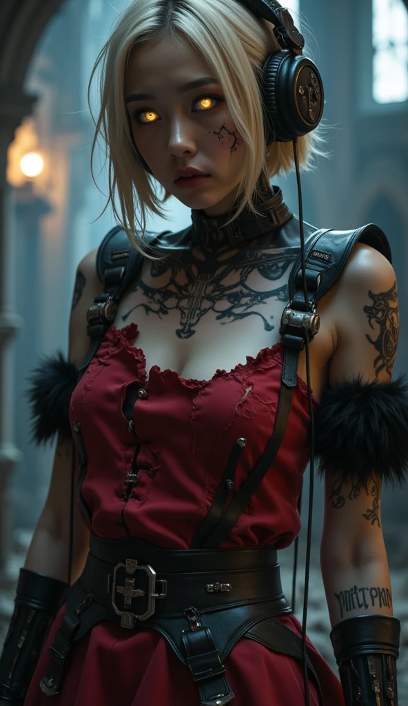 Realistic details, Black short skirt, anime, (Based on Nier slot machines) hands behind back together, perfect body, Ideal girl, Perfect details, Ultra HD |, 8 k, professional photo, Anime Style 2B, extremely detailed (Very beautiful blue eyes), destroyed slums, I'm standing in a fighting stance, Fighting pose, green gas, Fog, mysterious style, night, explosions, flash, mysterious style, чрезвычайно подробные обои CG Unity 8k, Detailed light, cinematic lighting, Chromatic aberration, sparkling, inexpressive, чрезвычайно подробные обои CG Unity 8k, Detailed light, Jinx's character design, Epic composition, dark in the background, very detailed, detailed body, detailed face, sharp focus, sharp focus, Very downcast face, detailed eyes, super lovely illustration, best shadow, finely detail, beautiful detailed glow, beautiful detailed, extremely detailed, inexpressive, Epic composition, Unreal EngineСтиль графики Copy, Presented at artstation, full height, standing, Octane render, cgsociety, Artstation HD, cinematic, cgsociety 4 к, Hypermaximalist, He\(league of legends\)