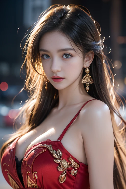 NSFW，（autumn night），[：（Facial Detailed：1.2）：0.2]，RAW Photos，top-quality），（Realiy，photoRealstic：1.30），Bokeh，8K-UHD，SLR，subdued lighting，hightquality，movie grain，nmasterpiece，super-reality，32K，Highly detailed CG Unity 8k wallpaper，best qualtiy， 1girl in，（Beautiful girl's face：1.2），NSFW，独奏，Style Glass，（middlebreasts，big breasts thin waist：1.2），（looking at the spectator），Floating in the sky，smog，Clouds，In the sky，brightly colorful，Full of dynamism、mystical colors、contemporary impressionism、Portrait of Chen Bin、Iris、3/Four perspectives、Cute face、low angles、Sweep circle composition、（chinese traditional red dress：1.2）、（dresses like chinese bride）、chinese wedding，lanthanum，Red Candle，