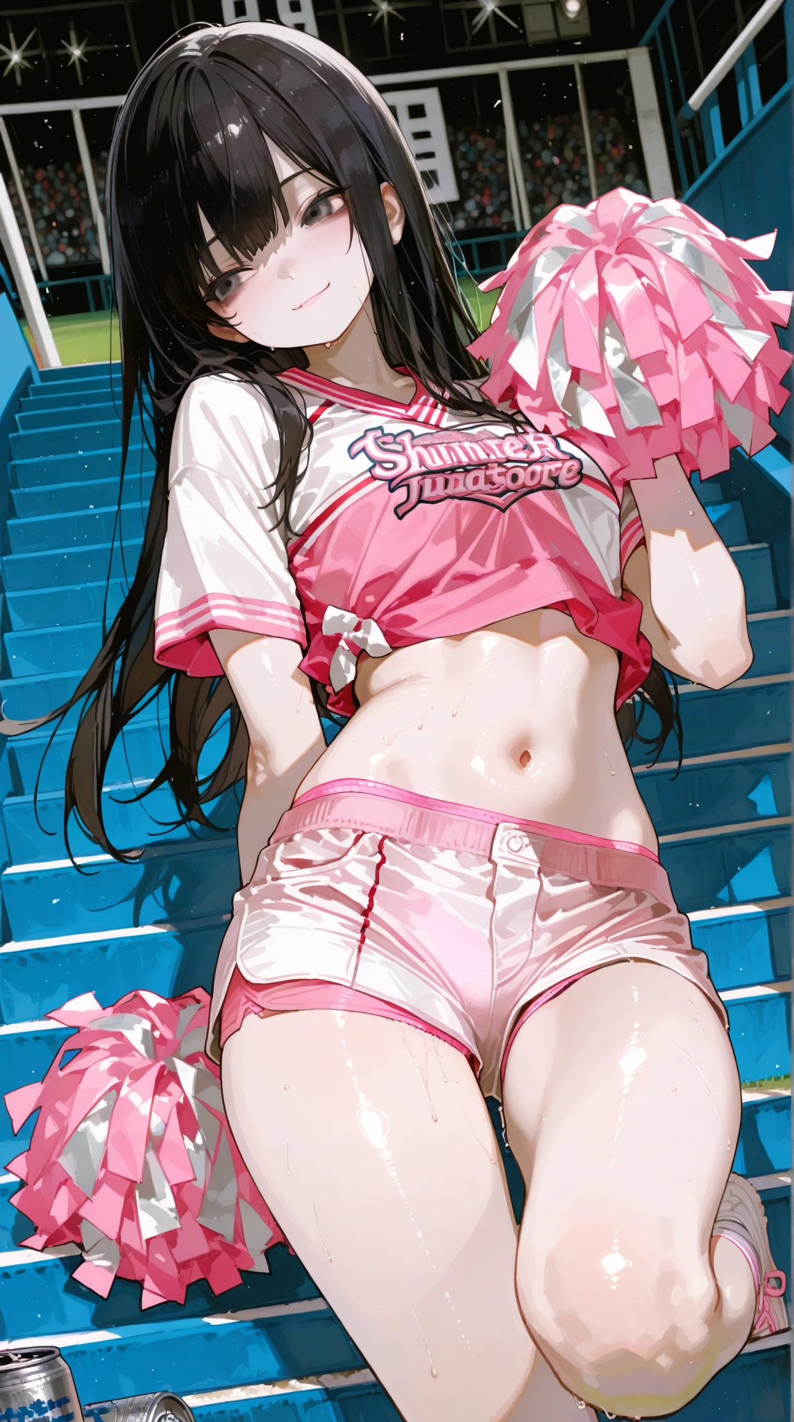 (masterpiece, Highest quality:1.2), One Girl, alone,Are standing_Split,
Yuki Mikan, Long Hair,black无袖短背心,Pink Skirt,black