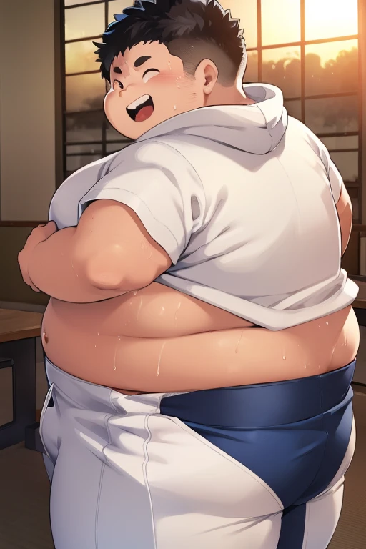((androgynous)), beautiful, (pudgy face), (thick),(ikemen), ((boyish)), (handsome), (chubby), belly, muscular, (beefy), ((Ninja)), (Black Hakama), (cool), ((Only the eyes and mouth are visible)), (Covered with cloth)