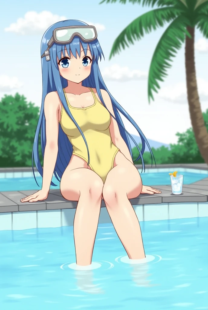 (highest quality, Super detailed, Very detailed CG, detailed and beautiful eyes, game CG, Moe, anime color:1.3), (NSFW:1.3),(nipple,pussy), (masturbation:1.5),(touch her vagina, pussy juice:1.5),((medium breasts, thin, glowing skin)),((Sage DQ3, beautiful girl, long hair, blue hair, red eyes, circlet, full body, blush your nose, Very embarrassed、 open your mouth))、(amusement park、Poolside:1.3), (crowd:1.3), Sweat,vapor