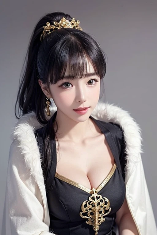 (beautiful japanese girl), (Smile:1.25), break,
(Shot with Canon EOS 5D Mark 4 and Canon EF Lens 85mm F1.2L lens, F value 1.2, ISO 50, shutter speed 64), break,
(close up:1.5), (look at camera :1.3), (dynamic pose:1.3), break,
beautiful and fine eyes, perfection, perfection, roll your eyes, detailed face, fine eyes, excellent quality, masterpiece, very detailed, Advanced level of detail, many details, high quality, cinematic light, real hands, (super realistic:1.3), perfect eyes, detailed skin, skin blemish, lip gloss, break,
aaishtar, ((long hair, two side up, hair ribbon)), tiara, swimsuit, earrings, jewelry, red eyes, hoop earrings, black hair, hood, jacket, swimsuit under clothes, fur trim, bangs, room background,