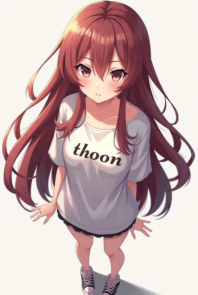young girl, Long black hair, Brown eyes, tshirt, briefs, combat stance, anger, Masterpiece, hiquality