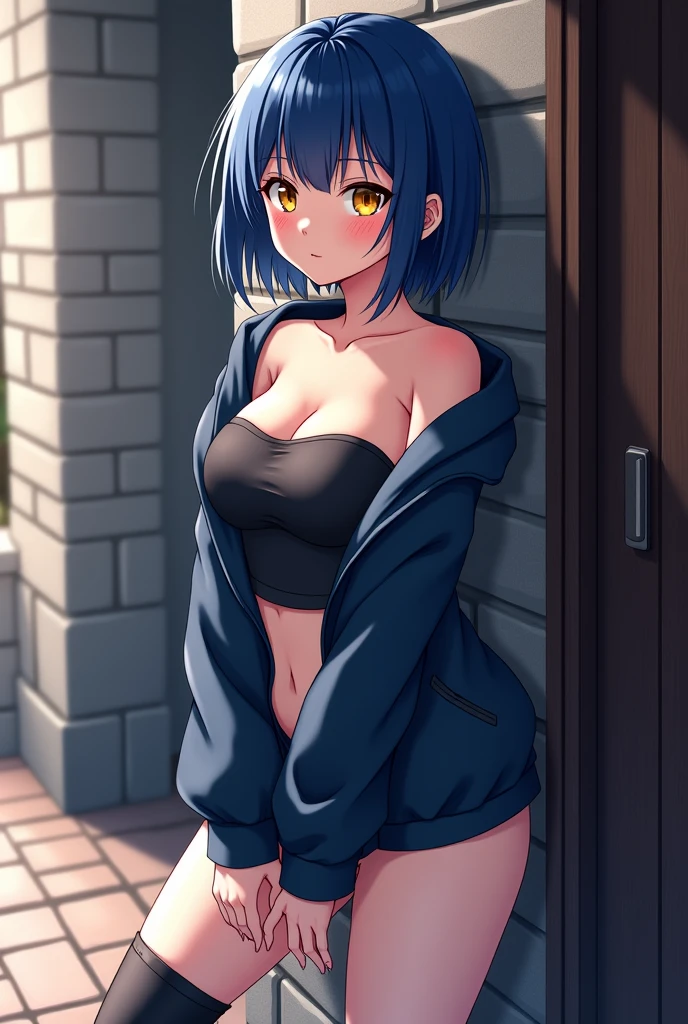 Girl, topless, sweater