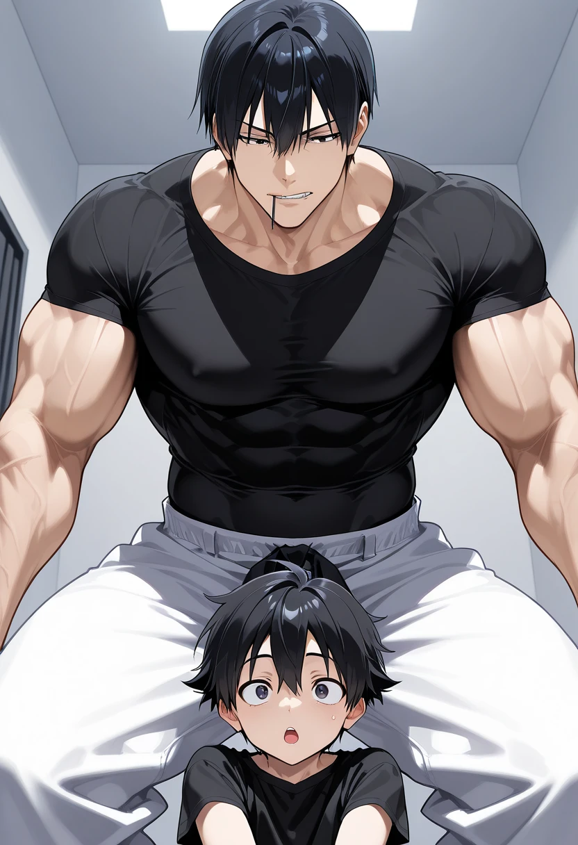 a very skinny black boy with short hair, his body is skinny and he is only wearing white underwear manga line art manga panels 