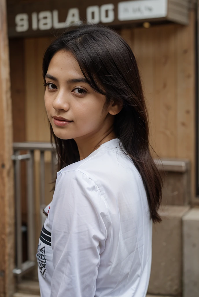 Picture a tall man, standing at about 180cm, with a commanding presence. His sleek, jet-black hair is neatly styled, framing a face of striking handsomeness. He wears a crisp white shirt, its fabric accentuating his broad shoulders and lean physique. There's a serene aura about him, an unmistakable calmness that radiates from his every movement. His warm, gentle eyes convey a kindness that draws people in, making them feel instantly at ease in his presence. And hes's Merry the one woman, She's Tan skin color, black hair, curly eyelashes, thick eyebrows, small but thin face, small lips, short and black hair, cool aura, height 165cm