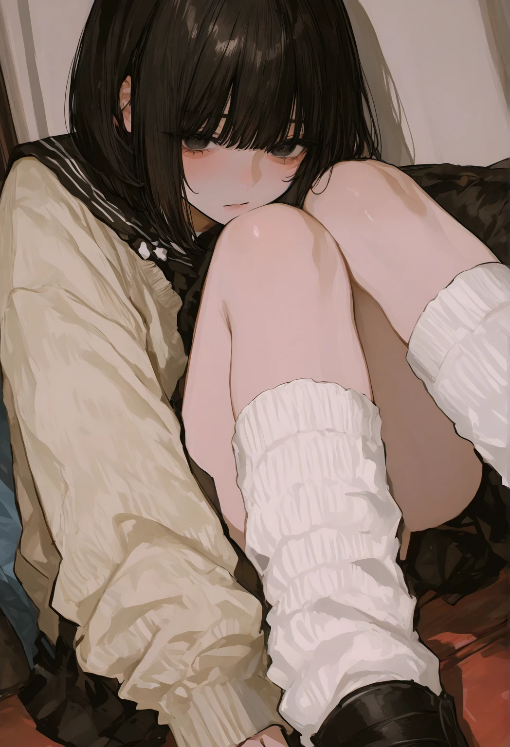 Black Hair、Embarrassed、Blushing、Reception room、