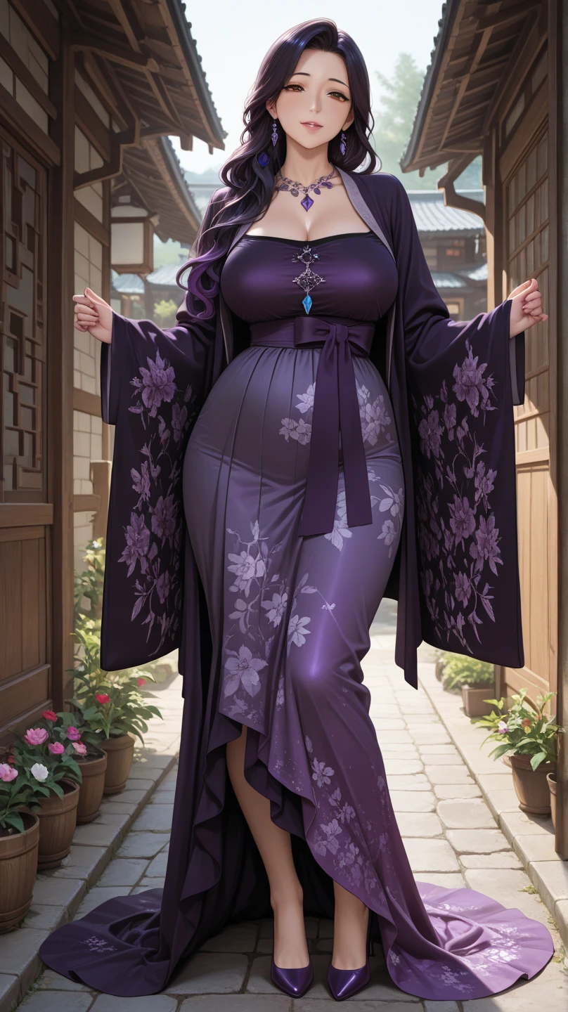 Japan,facial wrinkles ,Bbw Mature,Heavy Makeup,50yr old MILF big dick shemale,bbw,thick thighs,belly hanging,black lipstick,big ass, Purple Leather Kimono,leather long boots,skin color is black