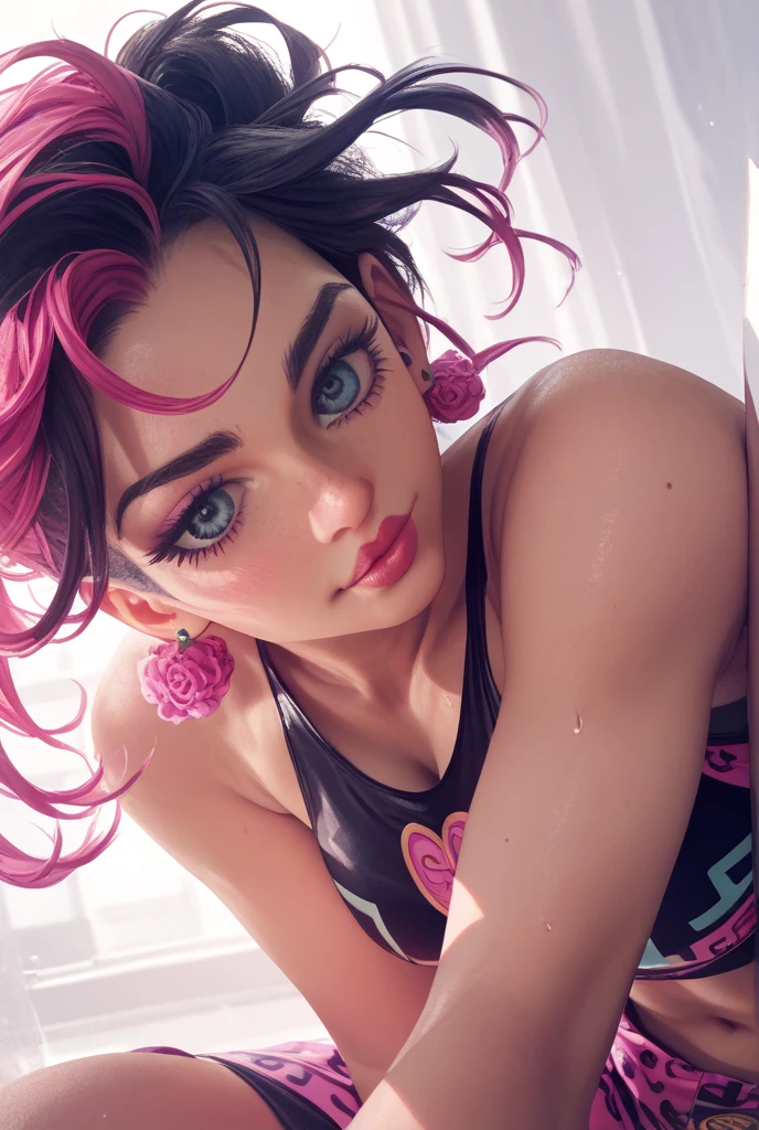 (masterpiece), hdr, cleavage, sexy pose, proud mood,
1girl, rinslet walker, green eyes, necklace, red camisole, pencil skirt, black skirt,
<lora:add_detail:1> <lora:rinslet-nvwls-v1:1>
deep blue background, dim light, looking at viewer,