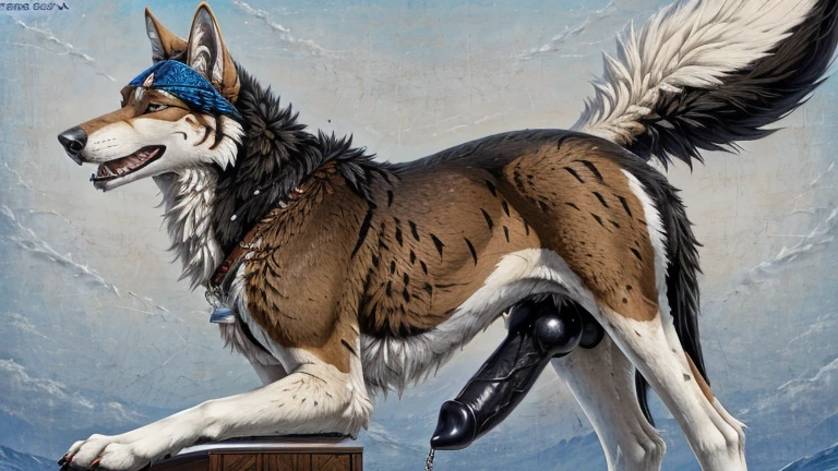Wolf is wearing a motogp racing suit, sharpening 4k motogp racing suit, standing, show big dick, (erection), curved up dick, 4k dick, 4K(CUM), moaning face, 4k image, uhd detailed, at campfire, nice view, understanding image objects detailed, real image