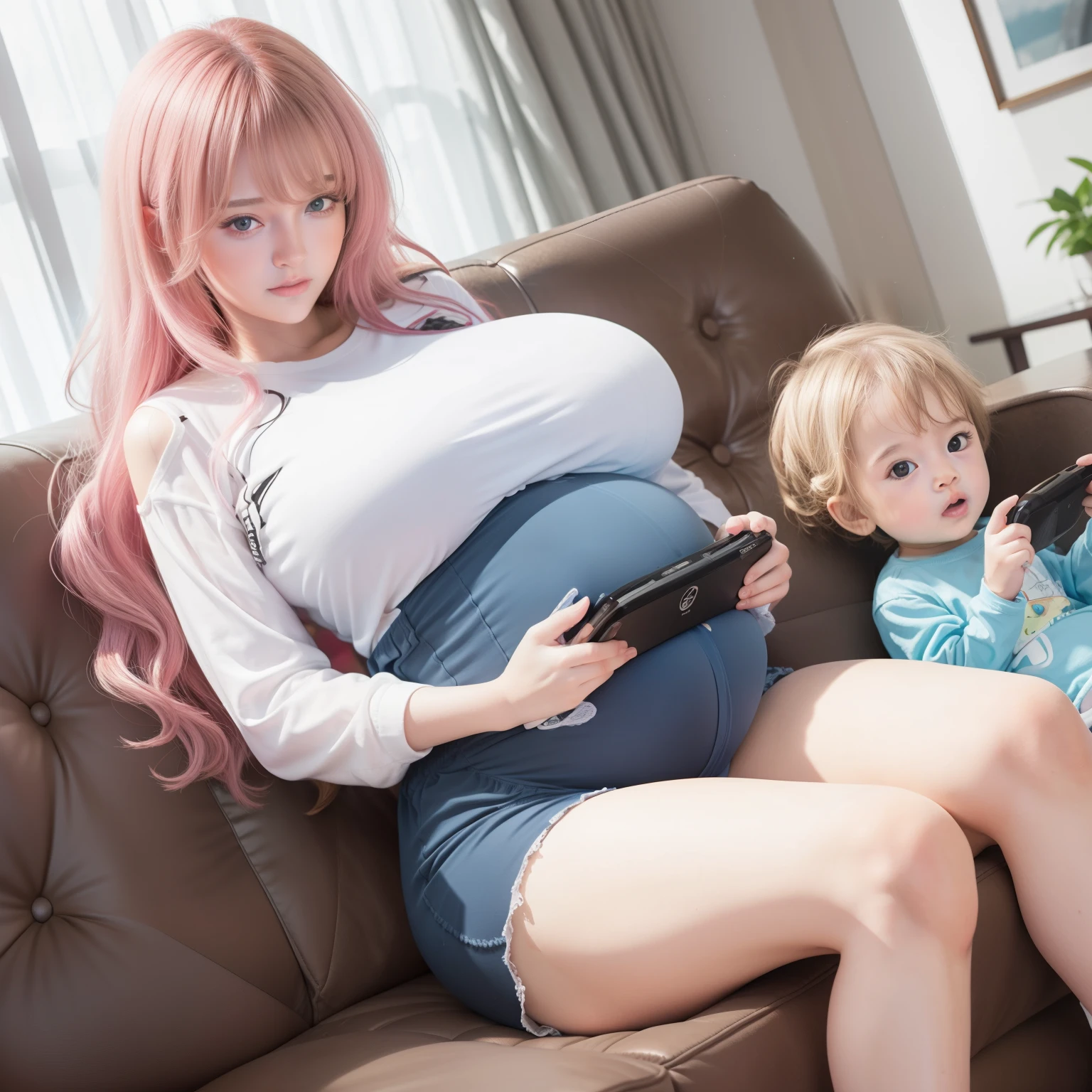 (8K, RAW Photos, Highest quality, masterpiece: 1.2),男の子1 personと女の子1 person,Facing each other,((8-year-old boy,1 person)),30 year old Japanese woman,Mother,housewife,(Completely naked:1.5),(Huge saggy breasts:1.6),Tight waist,Mature Woman,Natural smile,Kneel,Hands behind your back,avert your eyes,See the boys,((1boy,breast Grab))