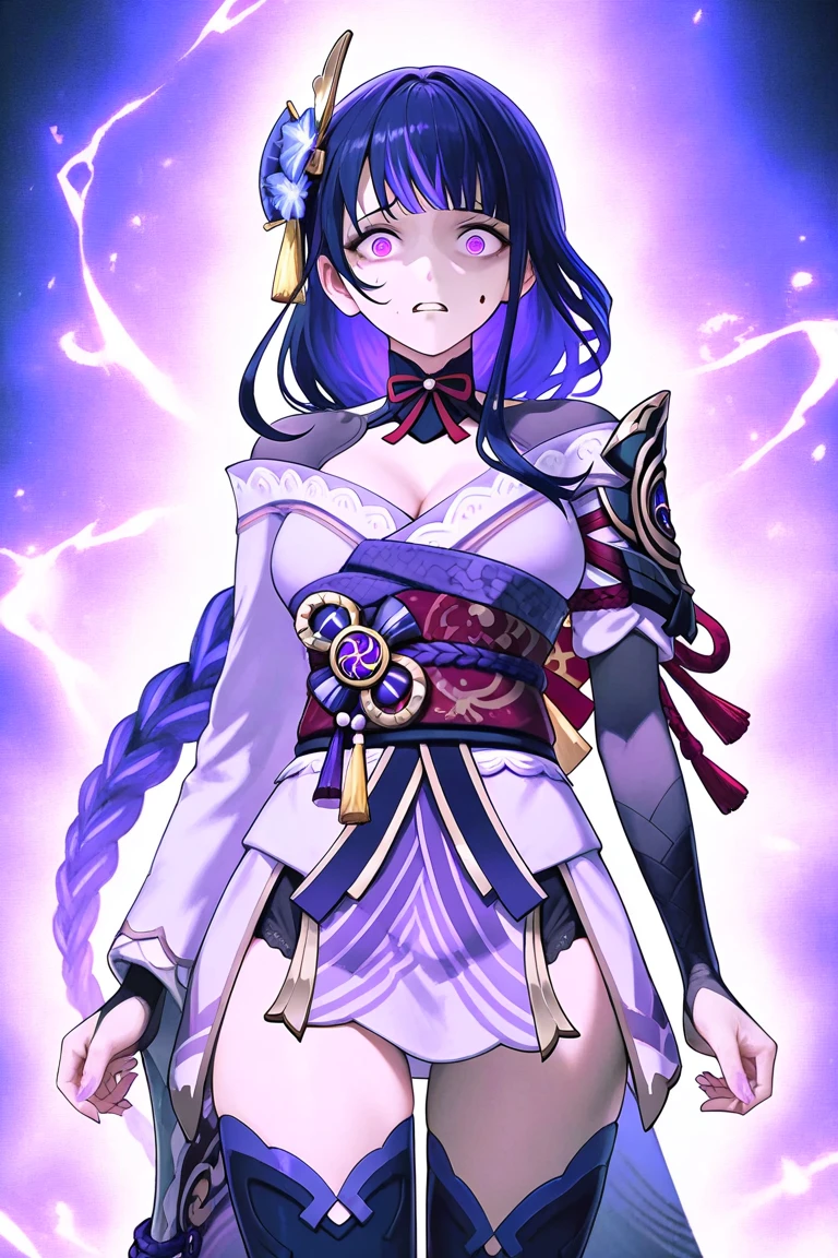1girl, solo, looking at viewer, cowboy shot, hand arms full body,boots, standing,cute,breast, curvy, female,fantasy goddess,there is a cartoon picture of a woman with a very large breast, glowing divine being, glowing holy aura, inspired by Luma Rouge, the non-binary deity of spring, ethereal rainbow nimbus, the butterfly goddess of fire, inspired by Mariel, glowing aura around her, astral wind, as the goddess of the saturn, “uwu the prismatic person, big breast, serious, beautiful eyes, , full body, walking, long robe, long dress, ,priestess ,holy, smile, god rays, ray tracing, sparkle, cinematic lighting, UHD, retina, masterpiece, ccurate, anatomically correct, textured skin, super detail, high details, high quality, award winning, best quality, highres, 1080P, HD, 4K, thunder aura, light aura,full, snak staff,closed mouth,#anime #character #re:creators #magane chikujoin Trigger Words: chikujoin magane sharp teeth single braid school uniform serafuku pleated skirt thighhighs gloves earrings Version No.:, long skirt, sharpteeth smile