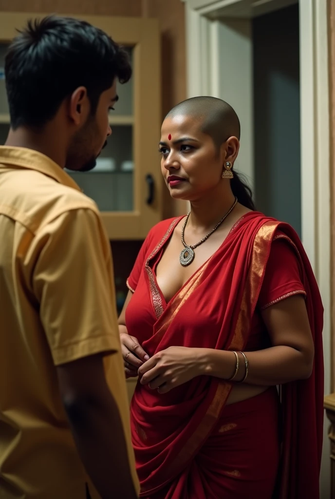 Indian Jail guard are Bitten the bald woman prisoners, whose are wearing white sharee as Specific clothing for female prisoners , in side the jail