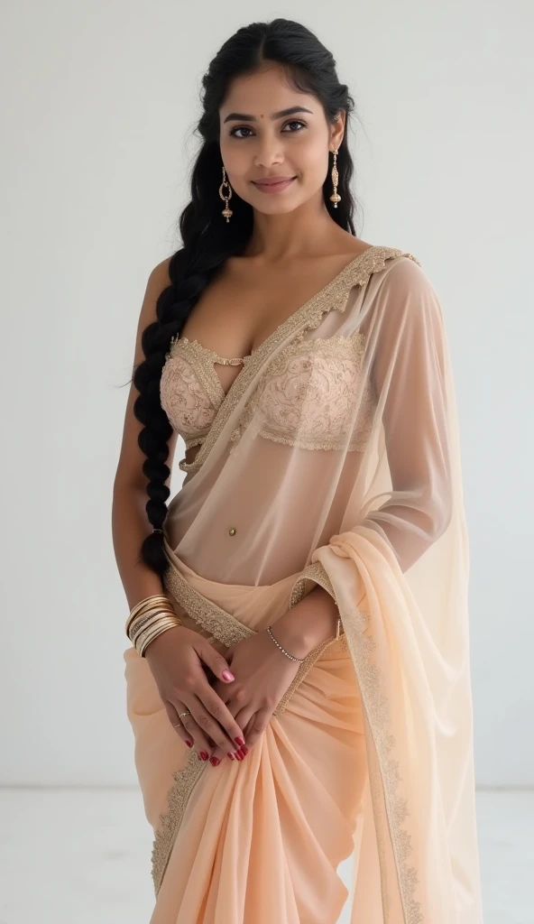 Photo of a fearless Bangali female suman4u woman,  standing confidently in school, smile, dark skin, wearing leading lady, office lady, large breasts, cleavage, indoors, surrounded by a cozy atmosphere, 8K UHD, moody lighting, film grain, Fujifilm XT3, the perfect crop top lehenga,the perfect crop top lehenga,wearing leading lady, wearing leading lady,