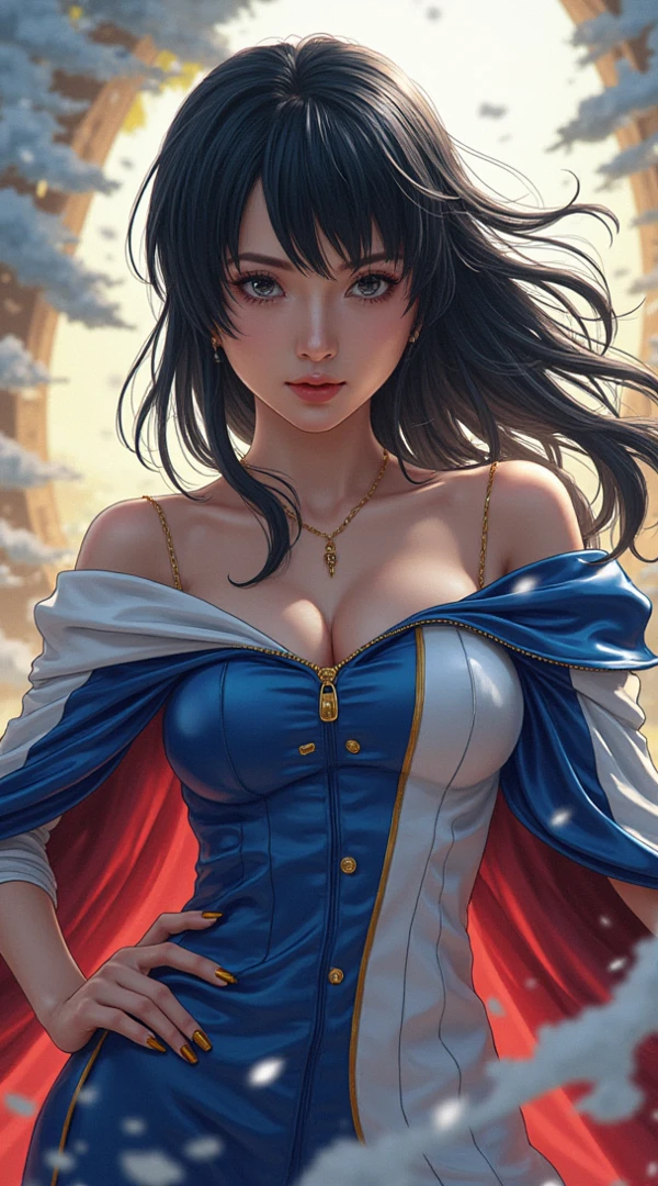 masterpiece, 最high quality, high quality, 1 girl, alone, Female focus, Watching the audience, Messy black hair, Adorable big blue eyes, White people, Noble, Noble,Sexy voluminous cape、vampire、A very voluminous, large, very large, very large, long, long red and black cape with a high stand-up collar, made of a lot of fabric that reaches down to the floor., ,Cute beautiful girls,Cute, cute, kind, pretty girl