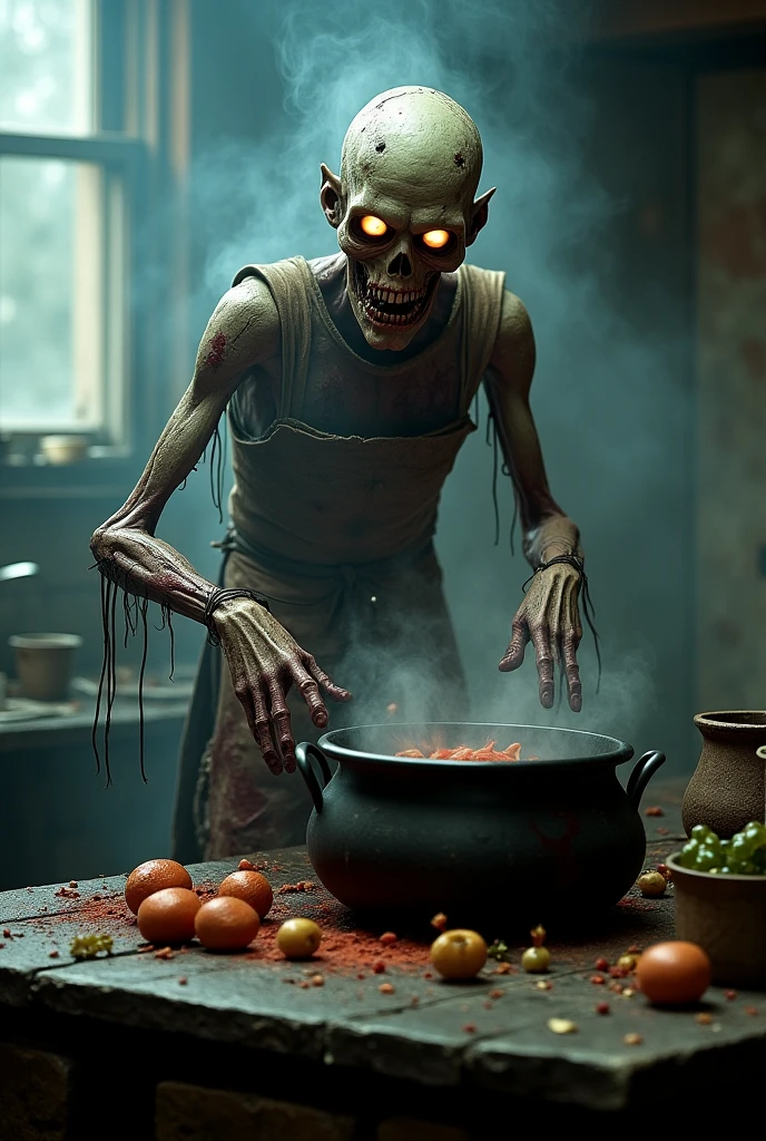 Grill meat at the morgue realistic photograph analog creepy ambient, zombie body, illuminati party ribs, limb, feet