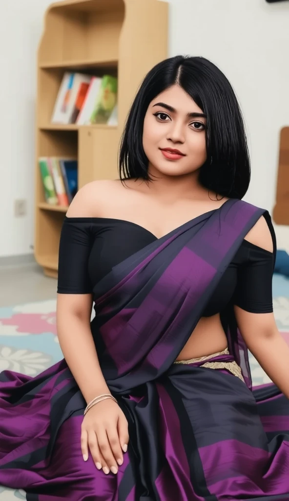 close-up, professional photo, fully dressed, stunning looking, 25-year-old, wearing intricate Bomkai Saree (Odisha traditional saree) plump lips, flat matte background