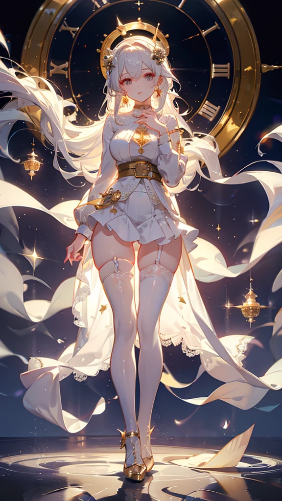 ((Anatomically correct, Super Detail, Awards, masterpiece, Highest quality, Cinema Lighting, 8k, The whole body is projected)) , One Woman,Bunny ears:1.5, Flowing white hair, Long Hair, Crescent moon hair ornament, (((Five Fingers, Accurate hand shape, Unbroken Fingers))), Small breasts, Wear a dress, skirt, フレアskirt, Close your eyes and pray, Fingers crossed, On my knees, lower one&#39;s head, Offer prayers at the Water Temple, Artistic stone pillars, Beautiful flow of water, Moonlight pours down, Ethereal Anime, Beautiful anime art, Beautiful digital art, Anime fantasy artwork