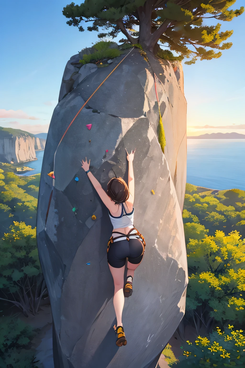 Competing in sport climbing at the Olympics。