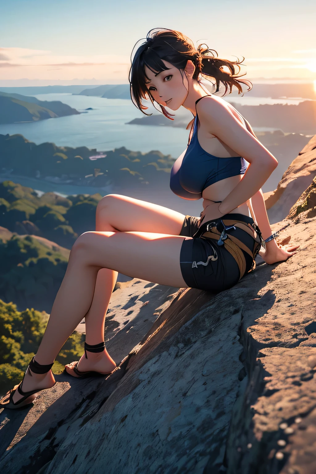 (high-definition image), ((eyes realistic sizing, realistic skin, drooping eyes, round face, serious surprising, stagger, squatting, crying)), (((heavily torn clothes, dirty, pubic hair))), (strong sunlight, backlit lens flare), angle from below, (old fashion, old school), ((isolated island, ship, shipwreck, she's lost, sweat, beach, rocks)), (barefoot), ((straddling silver-metallic-dildo masturbation, squirting)),