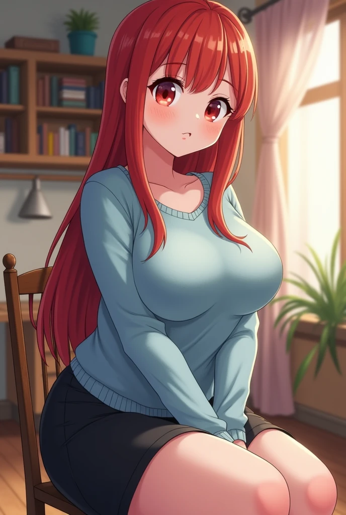 score_9, score_8_up, score_7_up, source_anime, 1girl, solo, nsfw allowed,
mari setagaya, human-form, 1girl, solo, long hair, looking at viewer, smile, tight shirt barely can hold breasts, red eyes, red hair, fang,
track jacket, indoors, full body, very huge round breasts, very thick round thighs, large thighs, very wide hips, big round heart-shaped ass, tight clothes, milf, plumpy thighs, seductive, unzip her jacket, 10'5 feet tall, teasing the viewer with her breasts, tight black short, cat ears