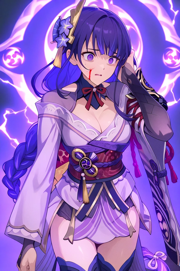 score_9, score_8_up, score_7_up, score_6_up, score_5_up, score_4_up, source_anime, 1girl,lora:raidenshogun1-000009:1>, raidenshogundef, upper body, worth, full body, cry, wall, purple hair, long hair, brown eyes, w-w-chain, shackles, raise arms, messy hair, kimono, dungeon, best quality, best res, 4K UHD,