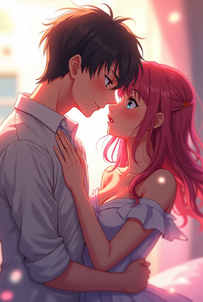 Show a photo in which the boy and the girl look attractive. That photo should be of an anime and there is a lot of feeling in it and the girl with her heart broken is standing in front of him