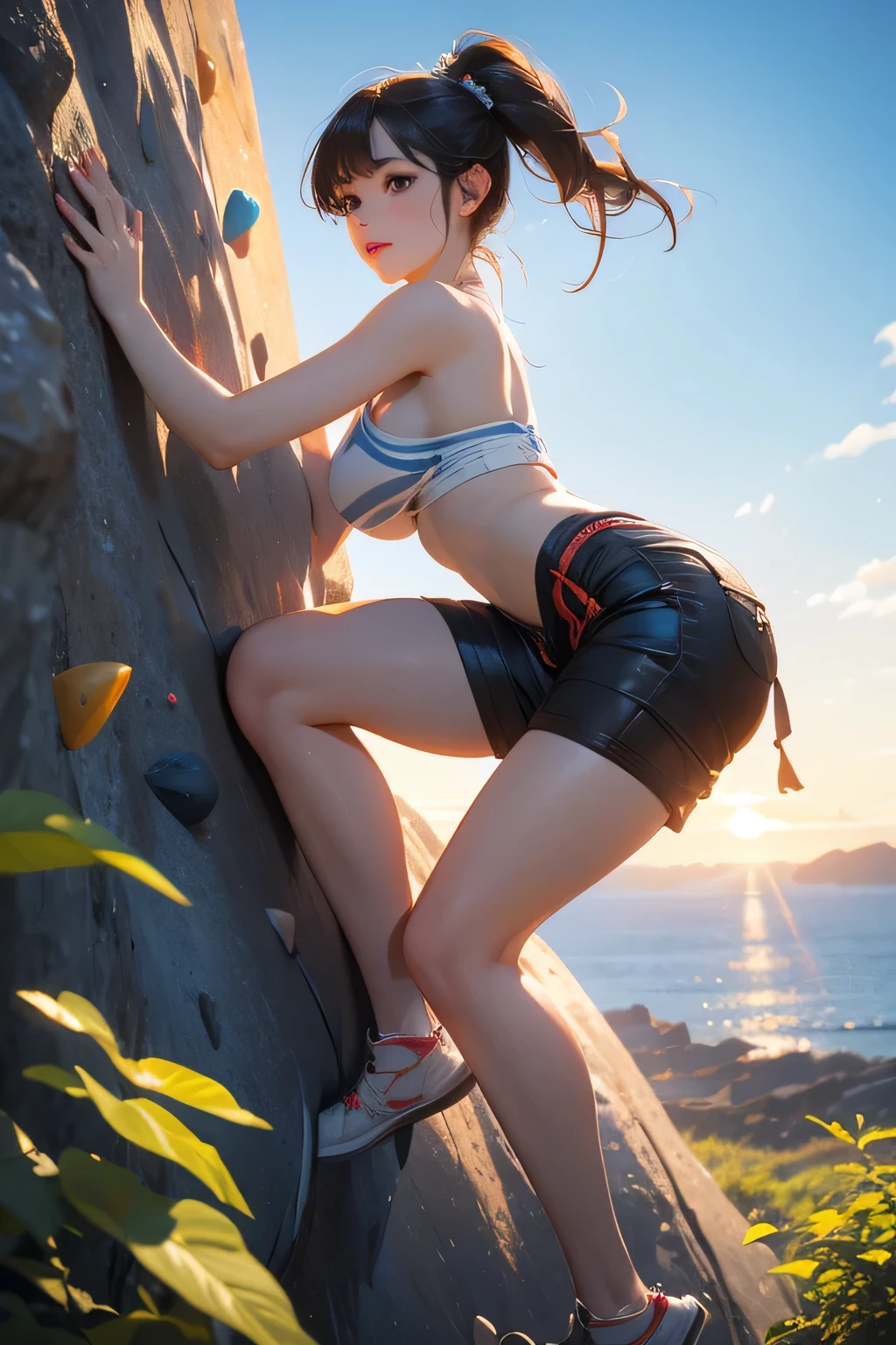 occsan amateur photography
(climbing the side of an imposing mountain peak, dressed in practical hiking gear, her muscular legs propelling her upward, the stunning view of the summit visible below her.:1.4)
huge breasts perky breasts thin hanging breasts, fine tune, small waist
(beautiful fur), (gorgeous eyes), cellulite, (skin detailed, skin blemish:1.2)
24mm, soft cinematic light, CRU photo, intricate, chic, highy detailed, sharp focus, ((((cinematic appearance)))), soofine tuneg tones, insane details, hyperdetailed, low-contrast, Exposure Mix, hdr, missing, Shot on Canon Ae-1, Shot on old school 35mm film, (Analog photography), ombre, F1.4, ISO 800 grit, ultra high resolution, best qualityer, work of art, ((colored image)), intimate, drop ombre, Clear background, (best qualityer:1.2), (highy detailed:1.1)