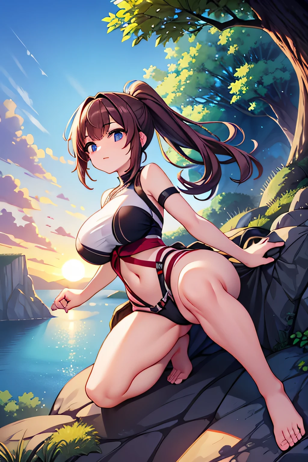 ((highly detailed)), nikke, rapi, perfect human hands, (great breast:1.1),masterpiece, best quality, ultra-detailed, glistening shiny, glowing light, ray tracing, HDR, deph of field, (perfect face, detailed face, detailed eyes,perfect hands,perfect fingeredium :1.2),8k,HD,ultra realistic face,ray tracing,perfect lighting,best quality, ultra-detailed, shiny eyes, ( nervous:1.1, licking her mouth:1.1), ((1girl:1.2)),cowboy shot,thicc,streaked_hair,((brown gradient hair)),multicolored eyes, gradient eyes, red eyes, (glowing eyes:1.5), mascara, (fashion make up), (parted lips,blush, detailed face, colorful clothing, park, sky, trees, all fouriddle of japanese countryside,japanese bridge,over the bridge,night,river,cherry trees,dark blue sky),((super detailed background))),((super detailed background)), dynamic poses, ((8k wallpaper)), (mature female), black thighhighs, gigantic sagging breast, (((nipples))), ((pussy)), (((pussy juice))), (((sitting spreading legs))), (((pubic hair))), (((white cum))), (((cummed pussy))), (((cummed breast))), (((from behind))), (((anus))), (((cummed anus))), missionary, (((dick))), ahegao, (((dick inside pussy)))