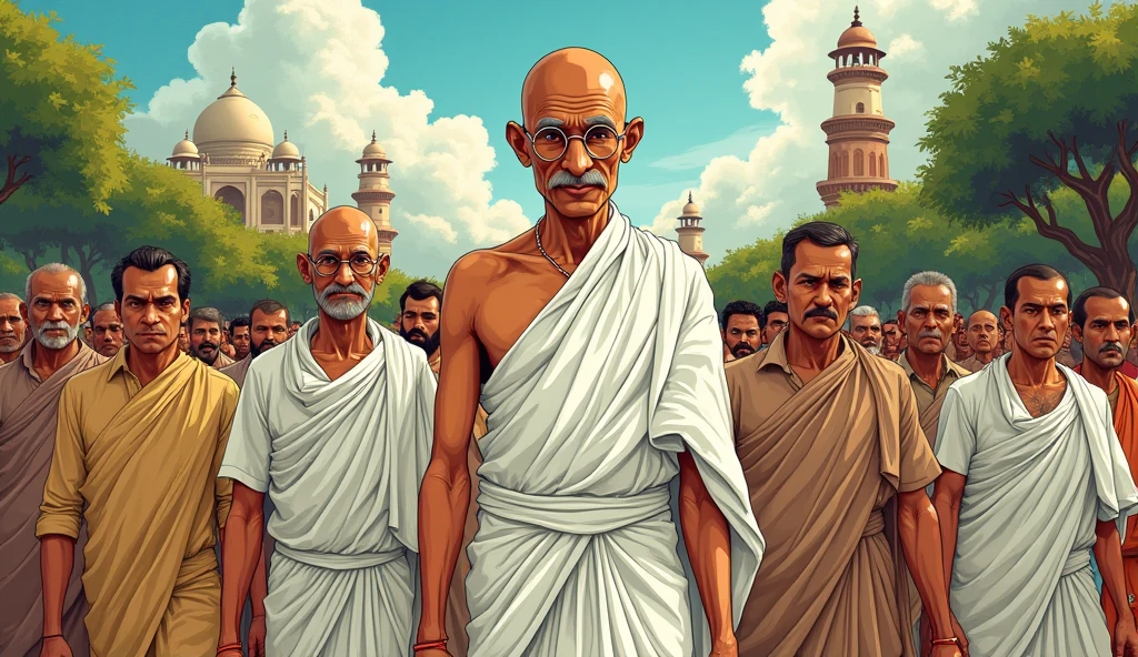 Generate a pic where all the Indian freedom fighters are in one pic