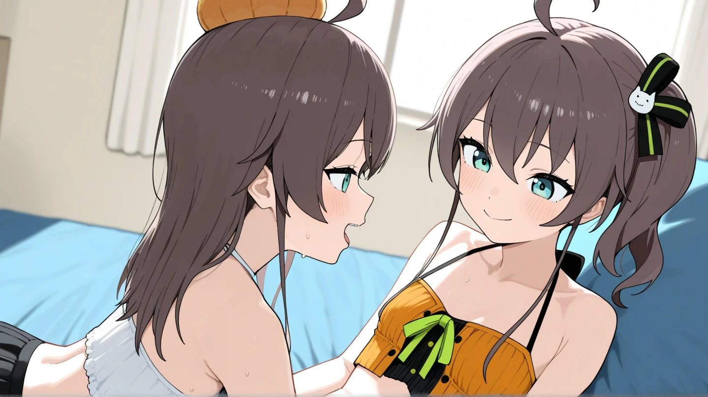 NSFW,(One girl:1.5),Arfan、Long Hair、Twin tails、Hair Ribbon、Small breasts、(sexy lace lingerie:1.5),(Perfect hands),(Perfect Anatomy),(masterpiece),(Highest quality),(Ecstasy face:1.5),Embarrassed,blush,Love Hotel at Night,(people:1.5),(Having sex:1.5)