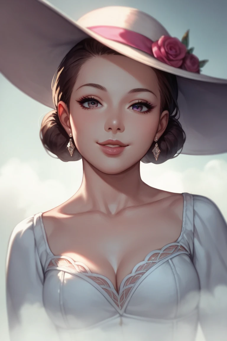 (High resolution photo, bust, 1 girl, 2, woman, facial details, baby fat, holding hands, smile, showing less teeth, white skin, upper body, burlesque clothes, model pose, studio lighting)
