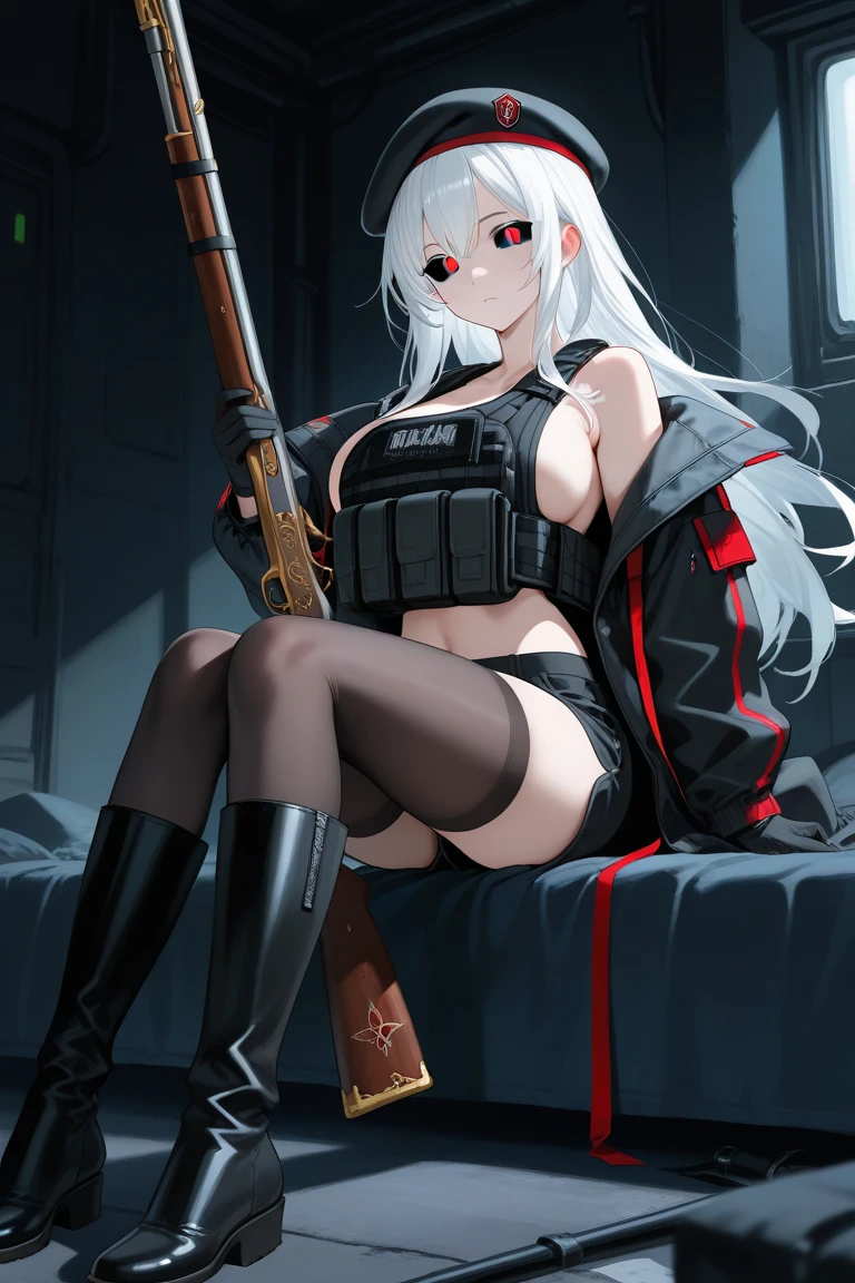 heart tattoo,Battle damage,Belly exposure,Gray hair in humans,Be red in the face,heart - shaped pupils,Huge,black lace cleavage underwear,Stepping socks