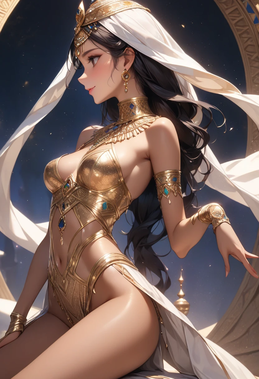 (masterpiece, highest quality, highest quality, Official Art, Beauty and aesthetics: 1.2), (One girl: 1.3), (Fractal Art: 1.3), Bright aqua blue eyes, Medium length hair with tassels, Nude midpart